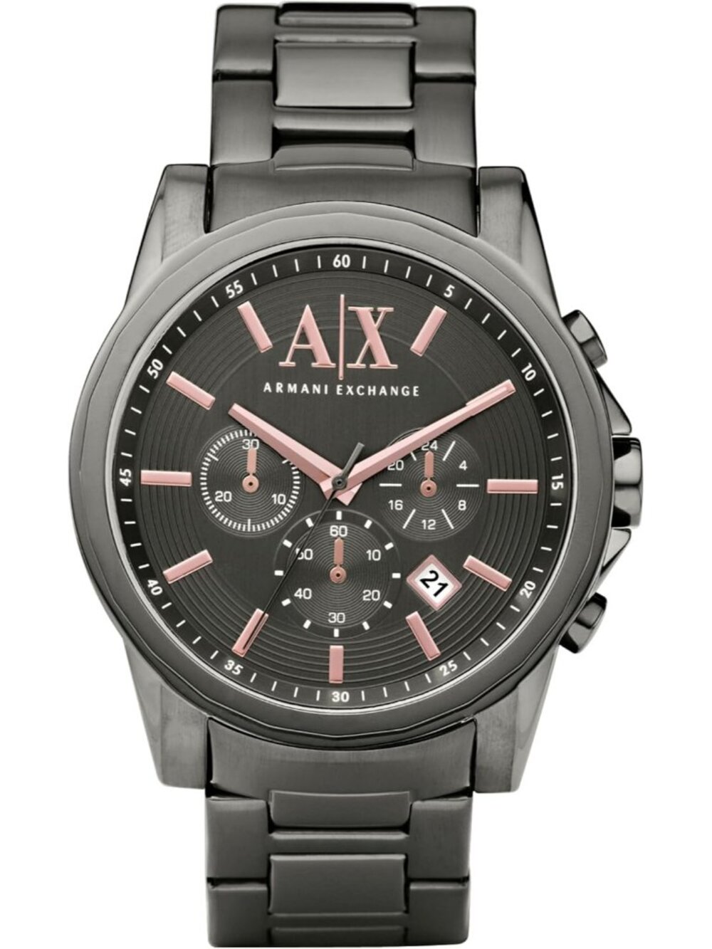 Men's Gray A|X Stainless Steel Bracelet Chronograph Crystal Dress Wrist Watch